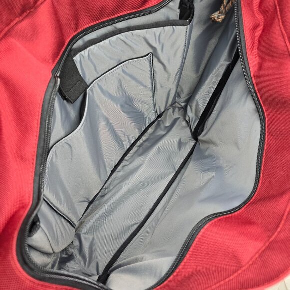L.L. Bean Red Utility Tote Bag 15" Multiple Pockets Zipper Closure Polyester - Picture 7 of 12